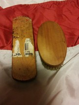 016 Lot of 2 Shoe Wood Handle Brushes Vintage? Oval Rectangle - £3.98 GBP