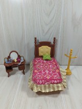 Fisher Price loving family dollhouse Parent brown pink bed coat rack van... - $14.18