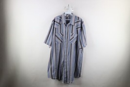 Vtg 70s Streetwear Mens XL Striped Western Rodeo Snap Button Short Sleeve Shirt - £35.74 GBP