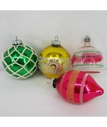 4 Vintage Glass Ball w Shiny Brite Christmas Ornaments Green Gold Pink C... - $319.50 MXN