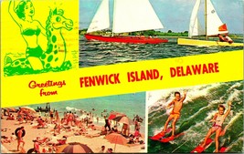 Multiview Banner Greetings From Fenwick Island Delaware DE Chrome Postcard A8 - £5.37 GBP