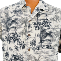 Havana Jacks Hawaiian Aloha L Shirt Palm Trees Islands Ocean Sea Coconut Buttons - £31.28 GBP