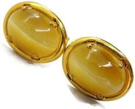 1/20 12K Gold Filled Vintage Cufflinks JJJ Co. Yellow Agate - £38.91 GBP