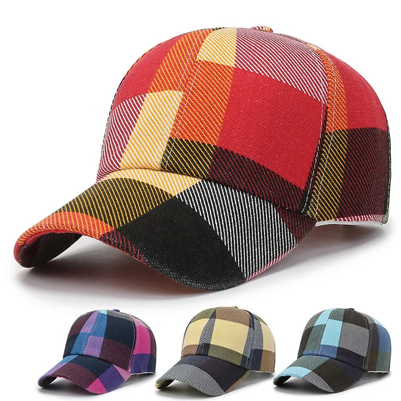 Solid Plaid Spring Summer Hats for Women Men Plaid Baseball Caps Outdoor Cool - £11.26 GBP+
