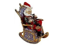 Jeweled Enameled Pewter Santa Claus Hinged Trinket Jewelry Box by Terra Cottage - £21.00 GBP