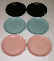 Retro Plates Vintage lot of 6 Black Pink Blue 6.5 Inches - £15.61 GBP