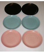 Retro Plates Vintage lot of 6 Black Pink Blue 6.5 Inches - $19.99