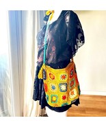Handmade Crochet Granny Square Shoulder Bag – Multicolor Boho Festival Tote - $328.39 MXN