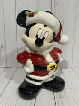 Mickey Mouse Cookie Jar Christmas Disney Santa Claus 11&quot; NEW ZRIKE Brands - £60.60 GBP