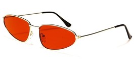 New Gold Thin Frame Womens Oval Metal 90&#39;S Sunglasses Red Lens M6342-CO - £8.14 GBP