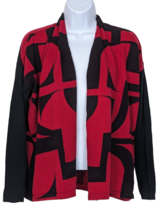 Chico&#39;s Women&#39;s Open Front Sweater Cardigan Size 1 US 8/M Red &amp; Black - £14.82 GBP