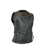 Ladies Distressed Gray Premium Leather Concealed Carry Motorcycle Vest -... - €92,64 EUR+