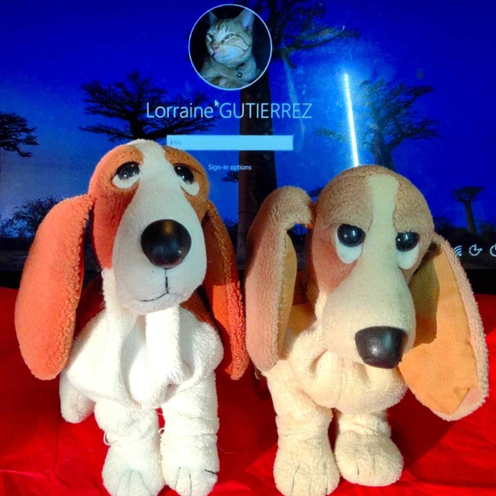 Two vintage 1950s Hush Puppies Basset Hounds By Applause~Cute as a Button! - $38.61