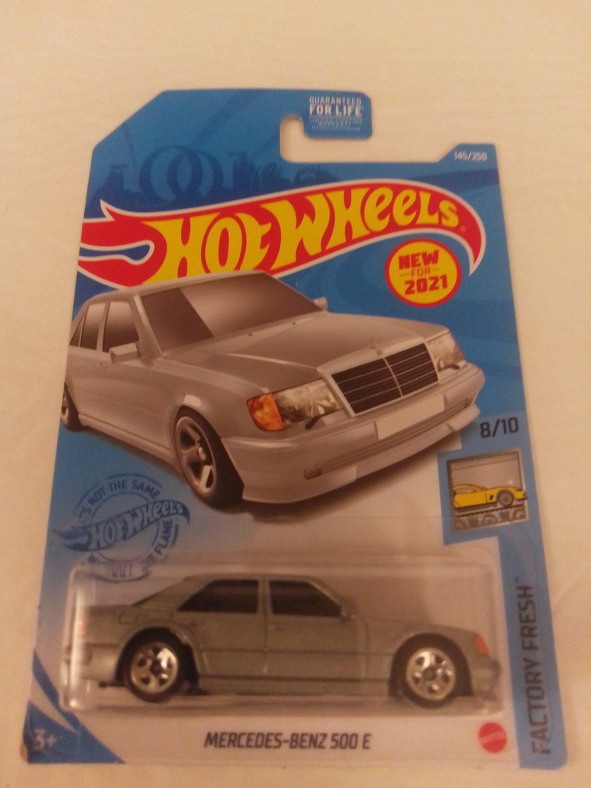 Primary image for Hot Wheels 2021 #145 Silver Mercedes Benz 500E Factory Fresh Series 08/10 MOC