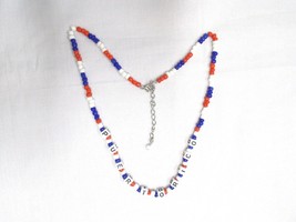 HERITAGE PUERTO RICO TEXT - RED WHITE &amp; BLUE BEADED 17 - 19 INCH BEADED ... - $8.39 CAD