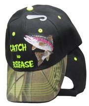 Catch &amp; Release Trout Fishing Camouflage Camo Black Embroidered Cap Hat 936 - £7.75 GBP