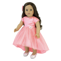 Doll Dress Sophia's Dress Hair Bow Peach Hi-Low fits American Girl & 18" Dolls - £14.79 GBP