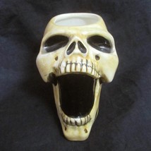 Vintage Screaming Skull Mug 3D Figural Tankard Halloween Skeleton Head Vase Rare - $23.71