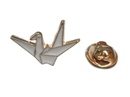 White Toned Origami Crane Bird Lapel Pin - $19.99