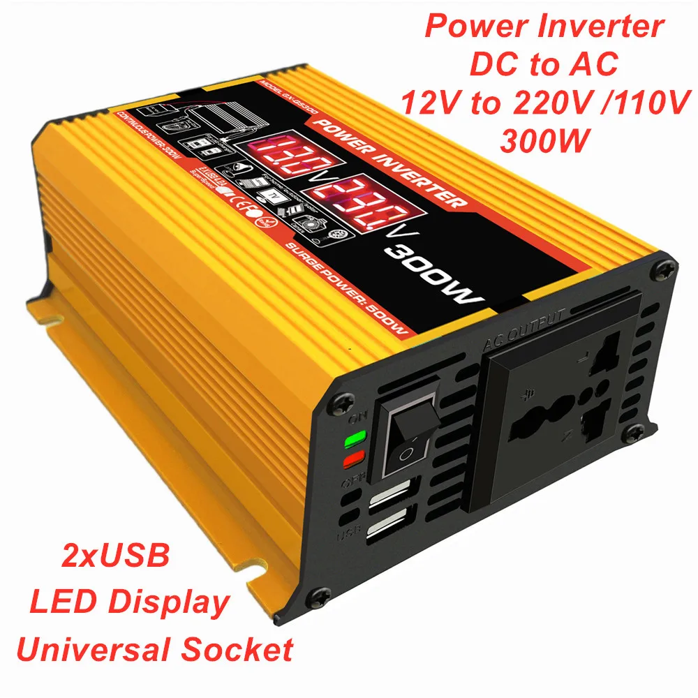 300w Solar Car Power Inverter 12V to 220V 110V DC  to AC  12 V 220 V Converter - £42.31 GBP+