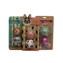 3 Simple Pleasures Lip Balm Pods Double Packs Critter Designs Vanilla Cherry - $14.99