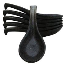 Pack of 6 Charcoal Grey Tone Hakumu Ceramic Asian Soup Spoons With Hook ... - $21.49