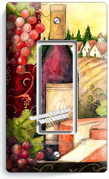 TUSCAN COUNTRY WINE BOTTLE CHEESE GRAPES 1 GFCI LIGHT SWITCH PLATE KITCHEN DECOR