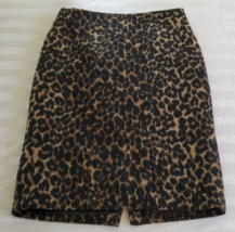 Talbots Black &amp; Brown Cheetah Print Wool Blend Skirt Misses Size 4 Faux Fur - £11.65 GBP