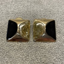 Vintage Retro 80s Gold Tone Enamel Earrings KG Fashion Jewelry Estate Find - $9.89