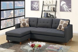 Kassel 2 Piece Grey Reversible Sectional Sofa in Polyfiber with Pillows - £698.41 GBP
