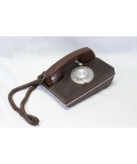 Western Electric Brown Rotary Dial Desk Phone Faux Leather Tested - £32.95 GBP