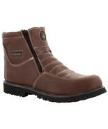 Mens Burgundy Work Boots Rubber Sole Slip Resistant Shoes Zip Up - £47.94 GBP