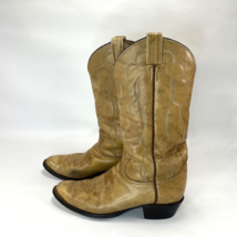 Vtg Tony Lama Men’s Tan Sand Brown Leather Western Cowboy Boots 7.5 D Blac Label - £59.21 GBP