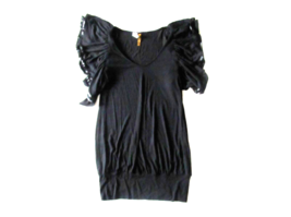 Rachel Pally Black Flutter Sleeve Banded Blouson Hem Jersey Dress XS - £7.19 GBP
