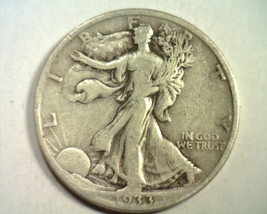 1933-S WALKING LIBERTY HALF FINE / VERY FINE F/VF NICE ORIGINAL COIN BOB... - $32.00