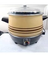 Westbend Lazy Day Slow Cooker #5225 crock pot tan brown stripes Made In USA - $40.00