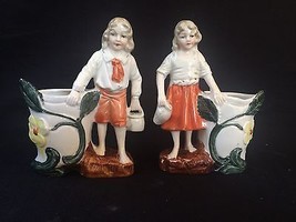 Antique Porcelain. Petit Paire De Allemand Figurines Avec Spillvase. Marquée - £95.11 GBP