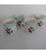 Cherries Country Coffee Mugs Set of 4 Folk Craft division of Tienshan Vi... - £68.43 GBP