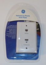 GE 76536 Network &amp; Phone Jack Wall Plate Duplex Modular RJ45 Cat5E and Cat6 - $8.80