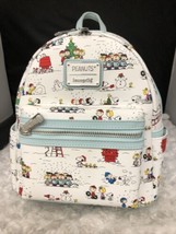 Loungefly PEANUTS Happy Holidays Mini Backpack NWT Charlie Brown, Snoopy, &amp; Gang - £55.03 GBP