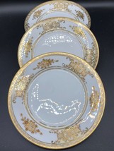 Noritake 3x side plates, white porcelain, handpainted gold decor ANT 192... - $41.03
