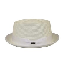 Men's Broner Summer Hat Woven Straw Style Porkpie STAND UP 88-8608 White image 4