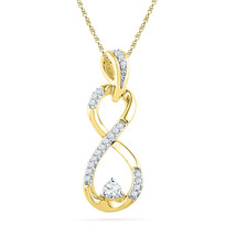 10kt Yellow Gold Womens Round Diamond Vertical Infinity Pendant 1/5 Cttw - £236.46 GBP
