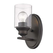 One Light Bronze Wall Light with Clear Glass Shade - $158.35