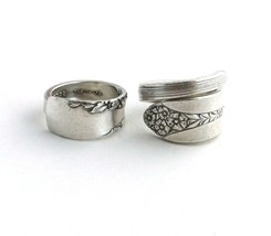 Spoon Ring Lot Size 8 Artisan Made From Vi Used Silverware Band Bypass - £14.22 GBP