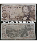 AUSTRIA 1967 20 SCHILLING Bank Note - P142a Ser L - Authentic Circ 1874 - $6.49 CAD