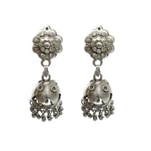 Pre-owned Ethnic Indian tribal Style traditional Jumka Silver dangle earrings - £37.35 GBP