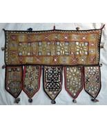 Vintage South Asian Chain Stitch Door Hanging Mirror Embroidery India c1930 - £123.97 GBP