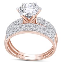 1.75CT Moissanite Solitaire Bridal Set Engagement Ring Rose Gold Plated Silver - £106.67 GBP