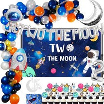 154 Pcs Two The Moon 2Nd Birthday Party Supplies 5X3 Ft Outer Space Photography  - £43.60 GBP